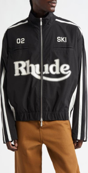 Rhude Ski Logo Track Jacket in Black/White at Nordstrom, Size Small - Main Image