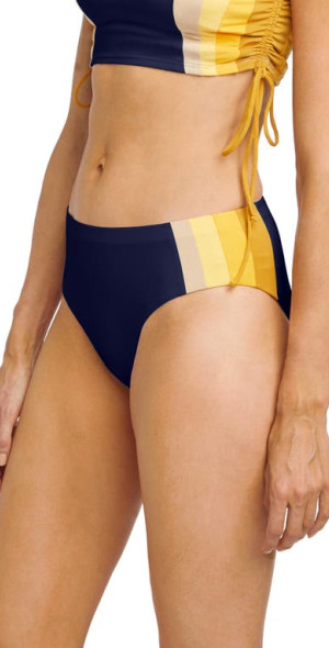 Robin Piccone Charlie Stripe High Waist Bikini Bottoms in Ink