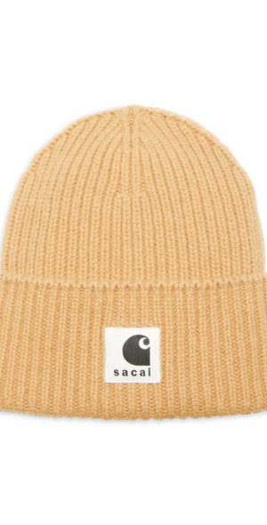 Sacai - Carhartt WIP Logo Patch Wool Blend Beanie in Beige at