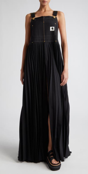 Sacai - Carhartt WIP Mixed Media Pleated Skirt Overall Maxi