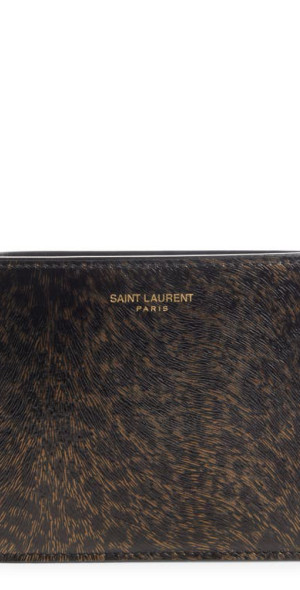 Saint Laurent Textured Leather Bifold Wallet in Black/Gold/Black
