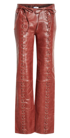 Saks Potts - Christina Lace-Up Leather Pants in Burgundy at