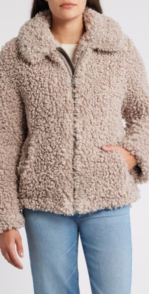 Sam Edelman Faux Fur Jacket in Taupe at Nordstrom, Size X-Small