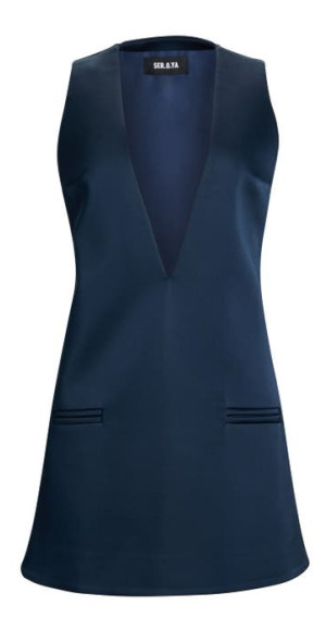 hadley satin tent dress in sapphire seroya Hadley Satin A Line Dress SEROYA