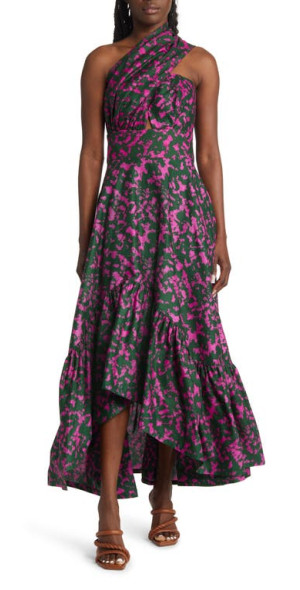 SIKA - Beeko One-Shoulder Cotton Maxi Dress in Purple/Green at Nordstrom