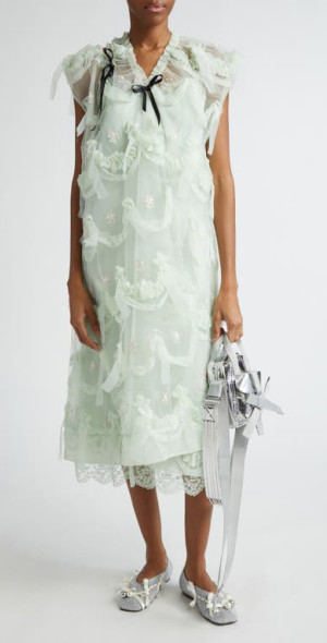 sachin and babi light blue dress Black Velvet Embroidered Rose Dress