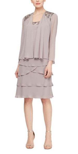 SL FASHIONS SLNY Sequin Chiffon Jacket Dress in Dmr at Nordstrom