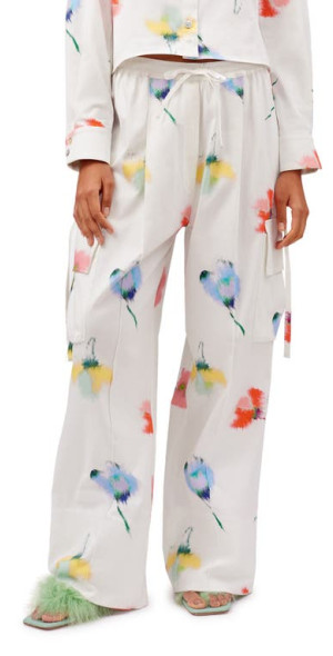 Sleeper Safari Stretch Cotton Cargo Pajama Pants in White Multi