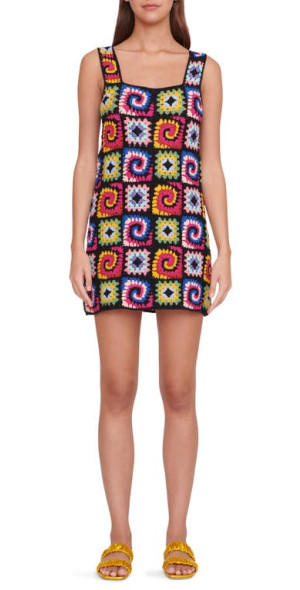 STAUD - Psychedelic Crochet Minidress in Acid Rainbow at Nordstrom