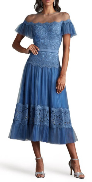 chinese dress ladies Tadashi Shoji Off-The-Shoulder Floral Embroidered Dress