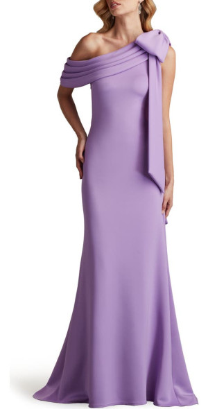 Tadashi Shoji - One-Shoulder Crepe Column Gown in Purple Haze at
