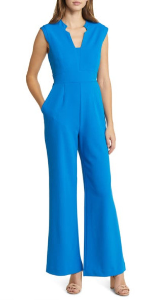 Tahari Asl Tahari Blue Jumpsuit Tahari ASL Cap Sleeve Wide Leg
