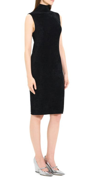Theory Sleeveless Turtleneck Velvet Dress in Black at Nordstrom