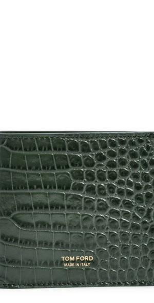 TOM FORD - Croc Embossed Patent Leather Bifold Wallet in Rifle