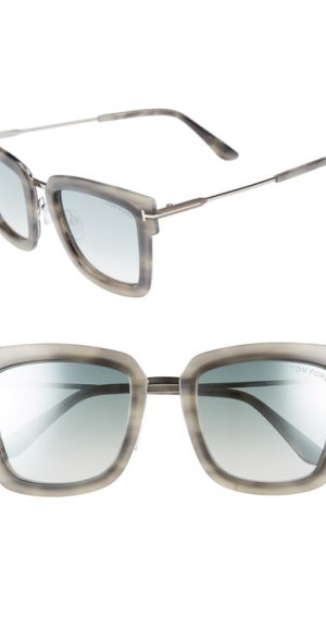 TOM FORD - Lara 52mm Mirrored Square Sunglasses in Grey  display picture 1