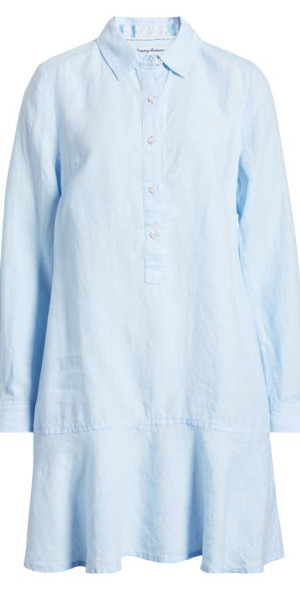 Tommy Bahama - Coastalina Flounce Linen Mini Shirtdress in Linen Sky