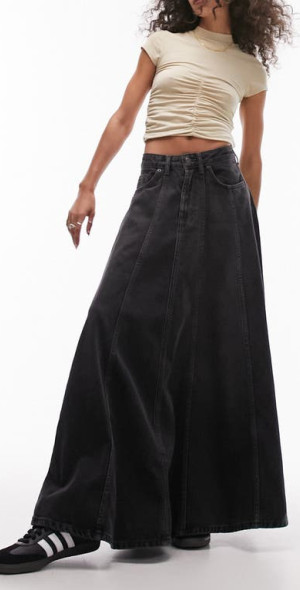 Topshop Denim Circle Maxi Skirt in Black at Nordstrom