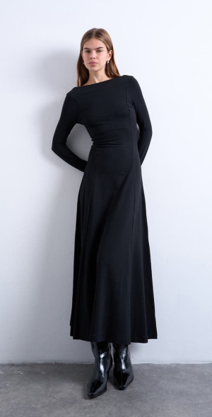 satin long sleeve open back wedding dress Bridal Ivory Satin Open Back Long Sleeve Isadora Maxi Dress