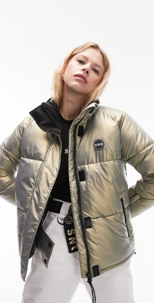 Topshop Sno Shine Puffer Ski Jacket in Gold at Nordstrom