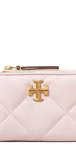 Tory Burch Kira Diamond Quilted Leather Bifold Wallet in Rose