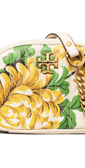 Tory Burch Kira Quilted Floral Leather Crossbody Bag in Yellow