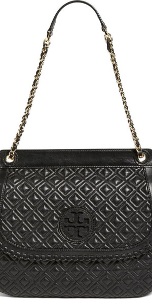 Tory Burch - 'Marion' Quilted Convertible Shoulder Bag in Black at