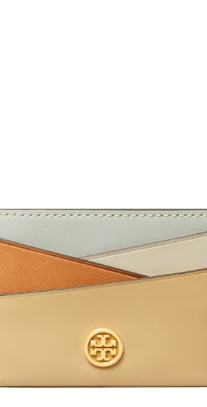 Tory Burch Robinson Patchwork Leather Card Case in Buff at Nordstrom