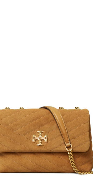 Tory Burch Small Kira Moto Quilted Suede Convertible Shoulder