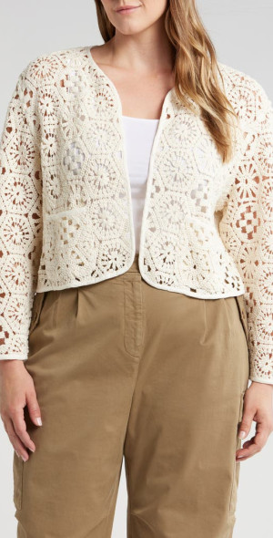 Treasure & Bond - Cotton & Nylon Lace Jacket in Ivory at Nordstrom
