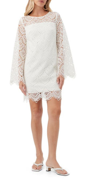 Trina Turk Arles Lace Shift Dress in Whitewash at Nordstrom, Size