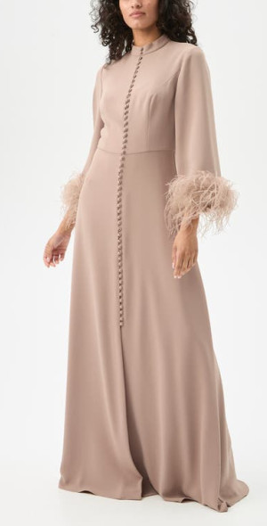 Trina Turk Montmarte Feathre Trim Maxi Dress