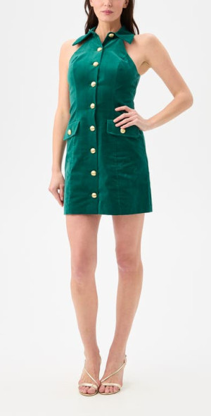 Trina Turk Safina Button Front Velvet Dress