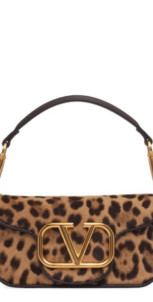 Valentino Garavani Locò Leopard Print Genuine Calf Hair Shoulder