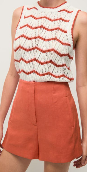 Veronica Beard Jerrel Chevron Stripe Cotton Blend Sleeveless