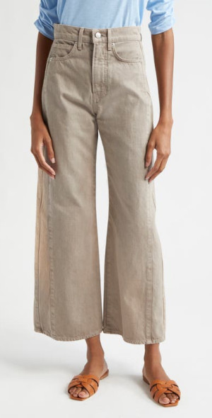 Veronica Beard Taylor Paneled High Waist Crop Wide Leg Jeans in