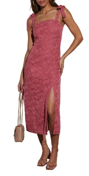 sequined red dress Sequin Backless Split Maxi Dress Wine / S
