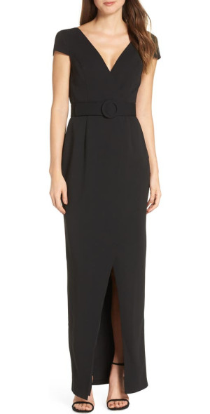 vince camuto black evening dress Vince Camuto Women's Lace-Detail Long-Sleeve Maxi Dress