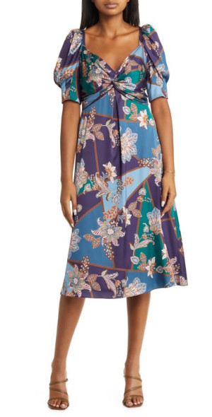 vince camuto blue floral dress NWT Vince Camuto Floral Beauty Dress Blue Dusk Women's Size 10 High Low  Ruffle