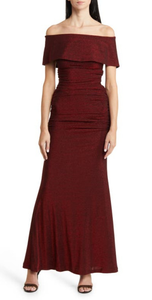 vince camuto off the shoulder red dress Vince Camuto red sparkling off the shoulder dress, Medium