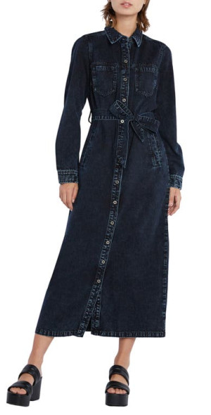 grey lab denim button up maxi dress Grey Lab Women's Denim Power Shoulder Maxi Dress