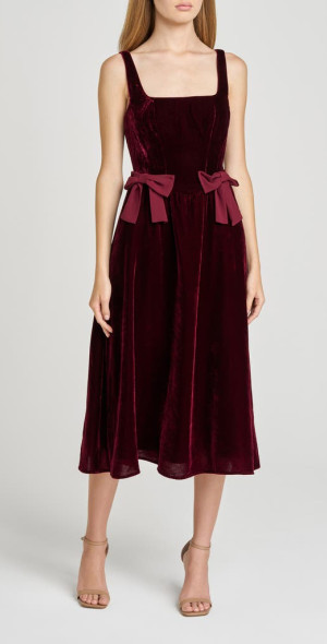 wayf drop waist dress WAYF Drop-Waist Sleeveless Midi Dress