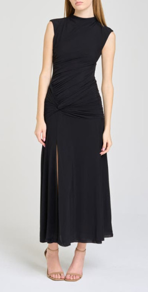 wayf say less ruched midi dress Wayf Women's Say Less Ruched Midi Dress - Brown - Size S