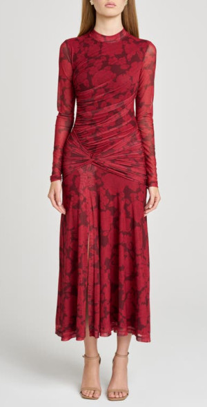 wayf selene ruched long sleeve dress WAYF Dresses