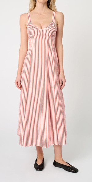 weworewhat sleeveless v-neck ruched linen midi dress WeWoreWhat