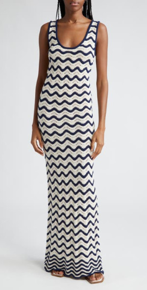 Zimmermann - Junie Textured Tank Sweater Dress in Navy/Cream Zimmermann - Junie Textured Tank Sweater Dress in Navy/Cream