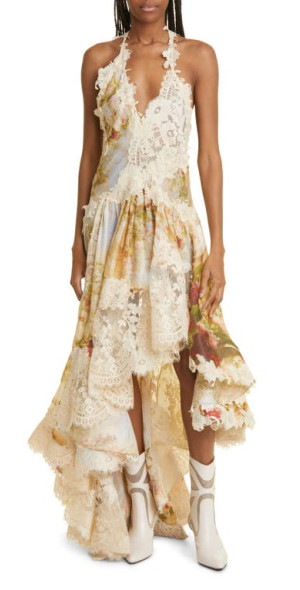 Zimmermann Luminosity Splice Floral Lace Linen Silk High-Low
