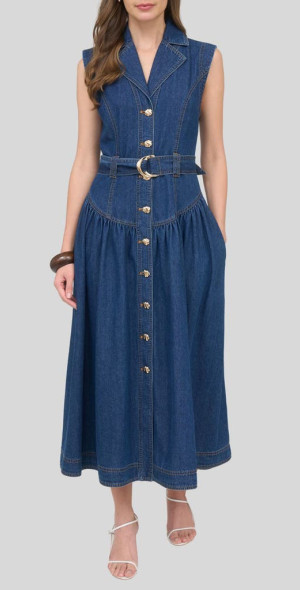 donna claire denim dresses Blue Denim Donna Claire Denim Dresses Denim Maxi Dress Diva's Den Fashion, LLC