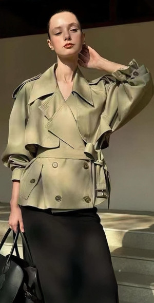 Pixie Market Cropped Oversize Khaki Jacket