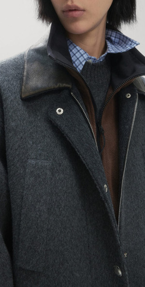 Pixie Market Oversized Wool Leather Collar Coat