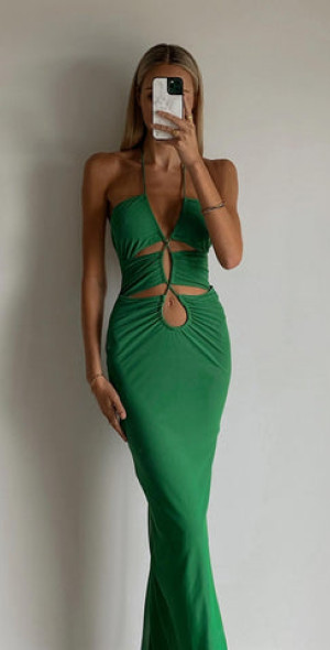 knee length dresses for ladies Elea Long Sleeve Midi Dress with Belt Fit and Flare main image 1